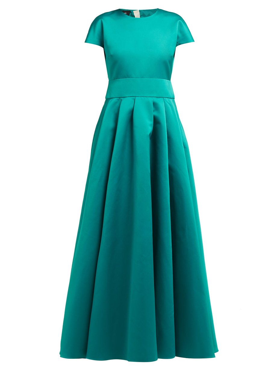 Green Short-sleeved duchess satin gown | Rochas | MATCHESFASHION US