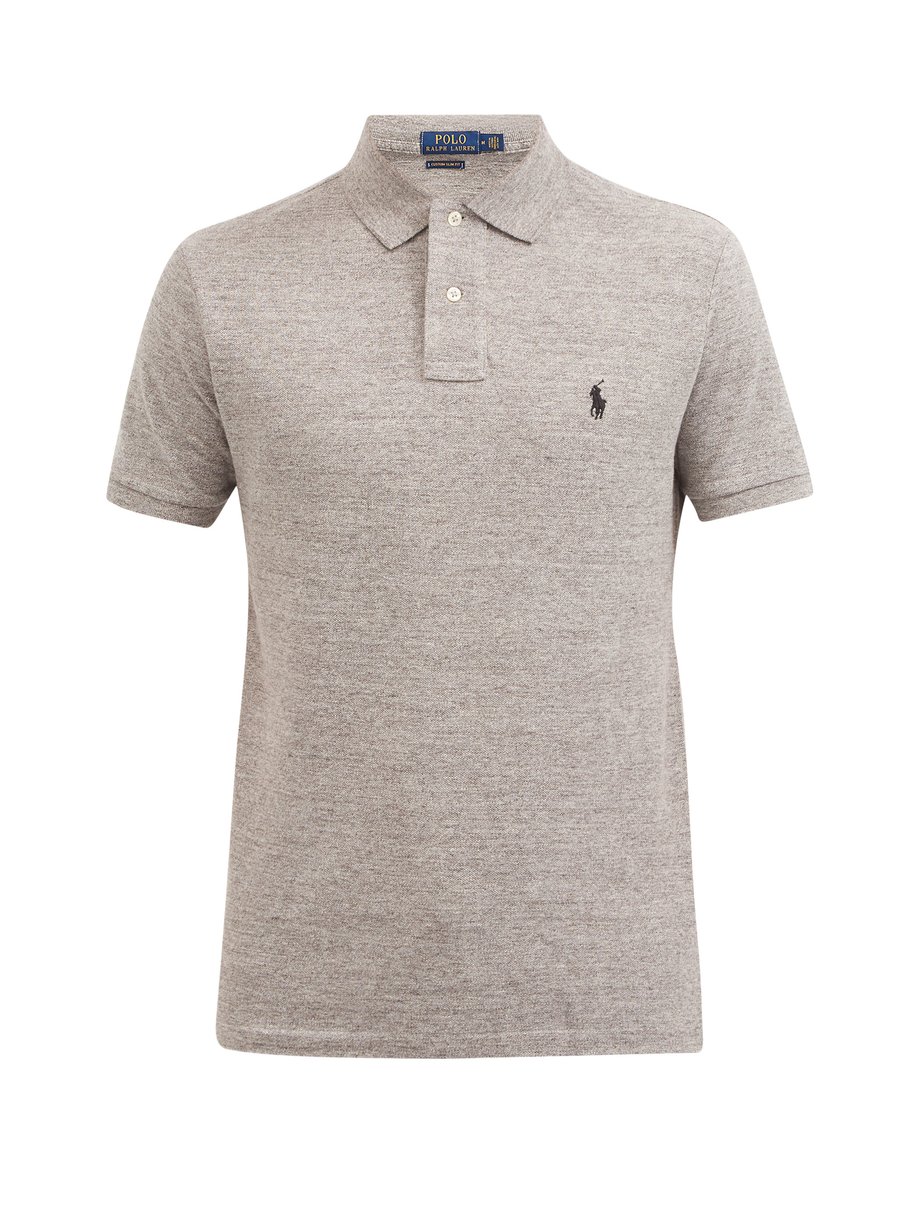 Grey Custom slim-fit cotton-piqué polo shirt | Polo Ralph Lauren ...