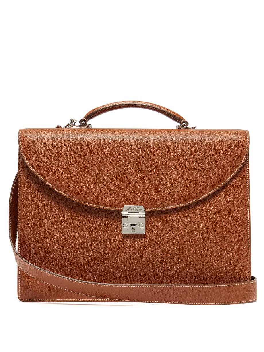 Brown Maddox palmellato-leather briefcase | Mark Cross | MATCHESFASHION AU