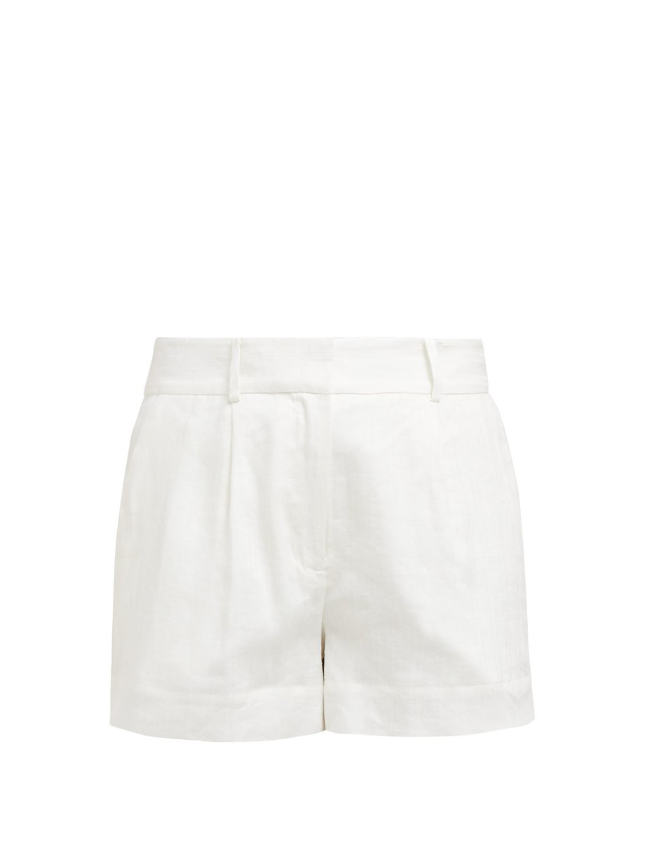 Striped linen-blend shorts White FRAME | MATCHESFASHION FR