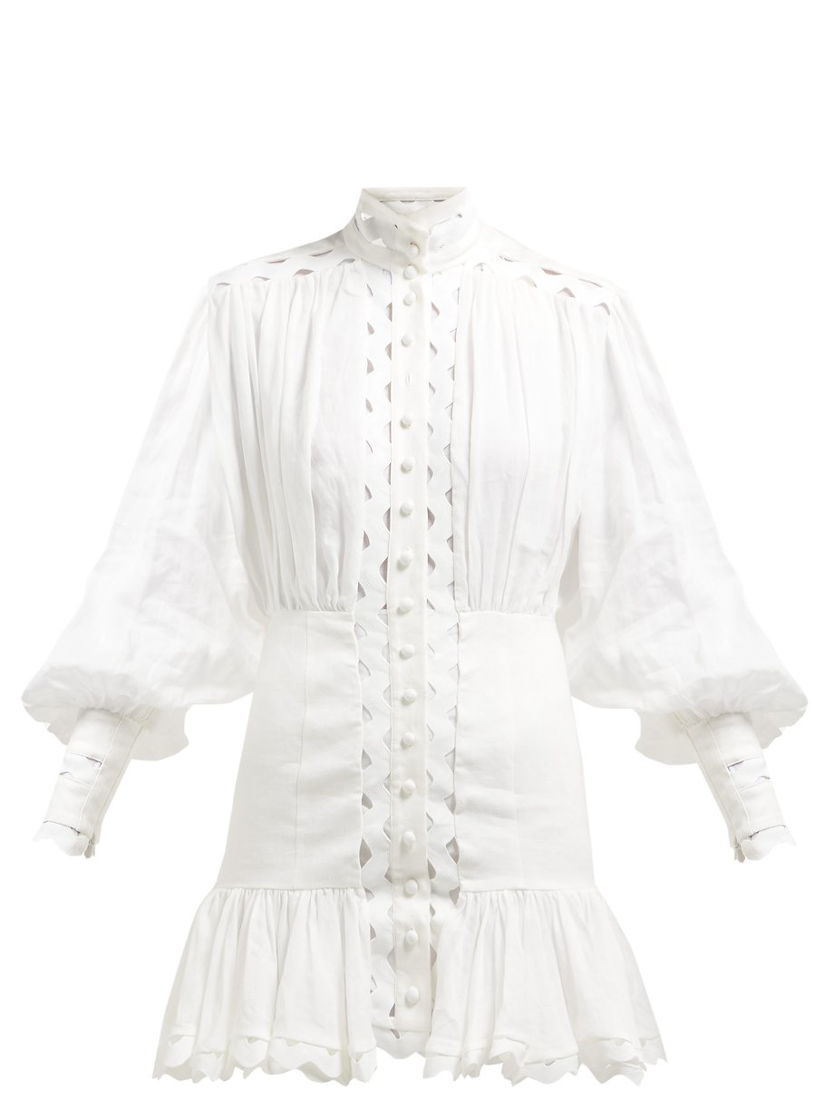 Neutral Ninety-Six cut-out high-neck mini dress | Zimmermann ...