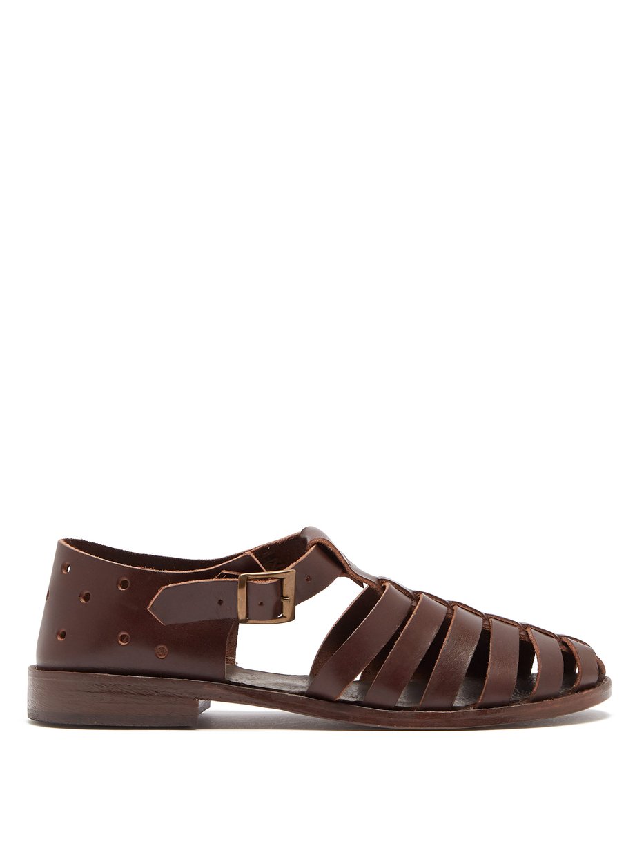 Brown Indria perforated leather sandals | Preen By Thornton Bregazzi ...