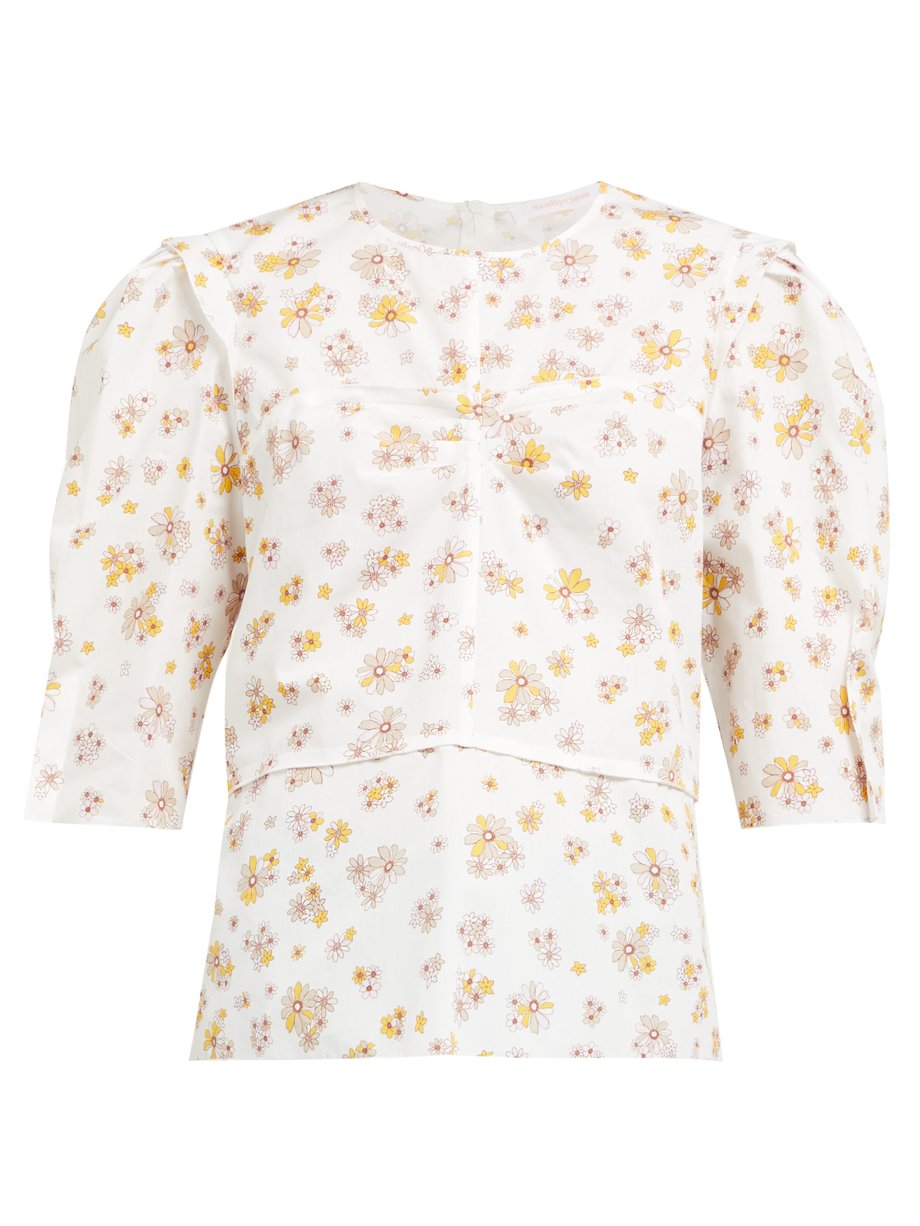 White Summer floral-print cotton blouse | See By Chloé | MATCHESFASHION US