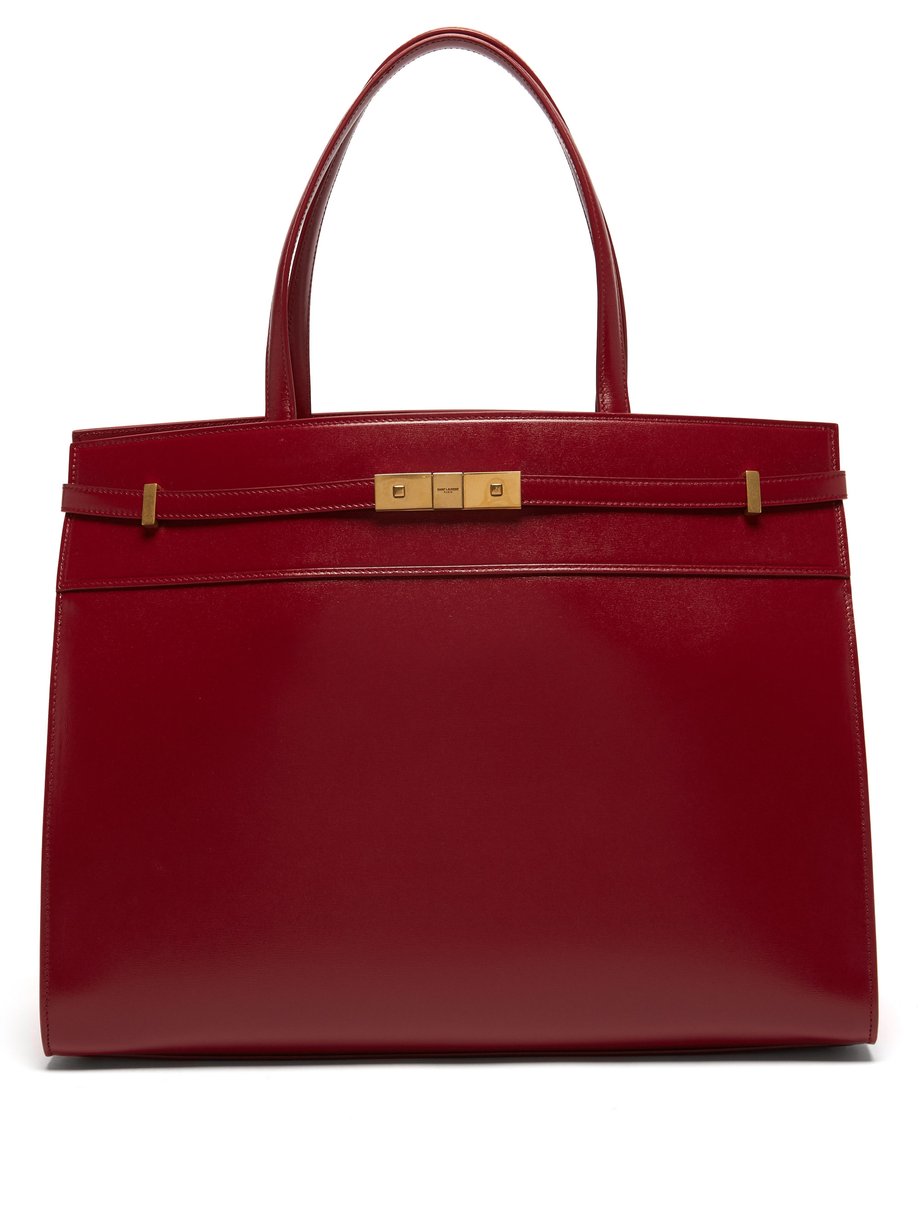 Burgundy Manhattan medium leather tote bag | Saint Laurent ...