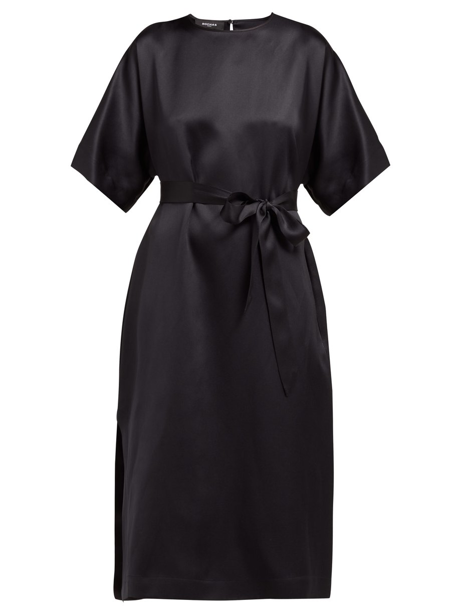 Black Osprey silk-satin midi dress | Rochas | MATCHESFASHION UK