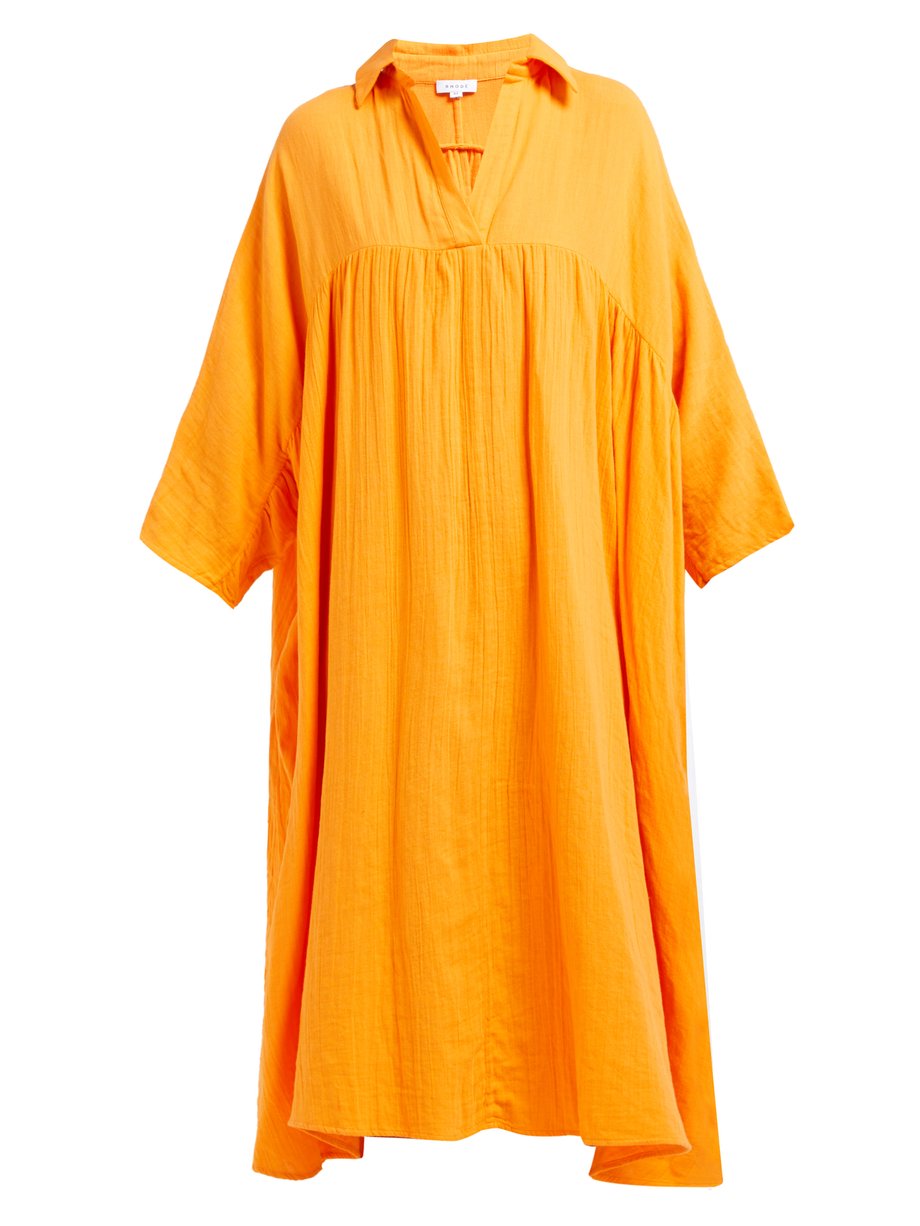 Orange Leo crinkle-cotton gauze dress | RHODE | MATCHESFASHION US