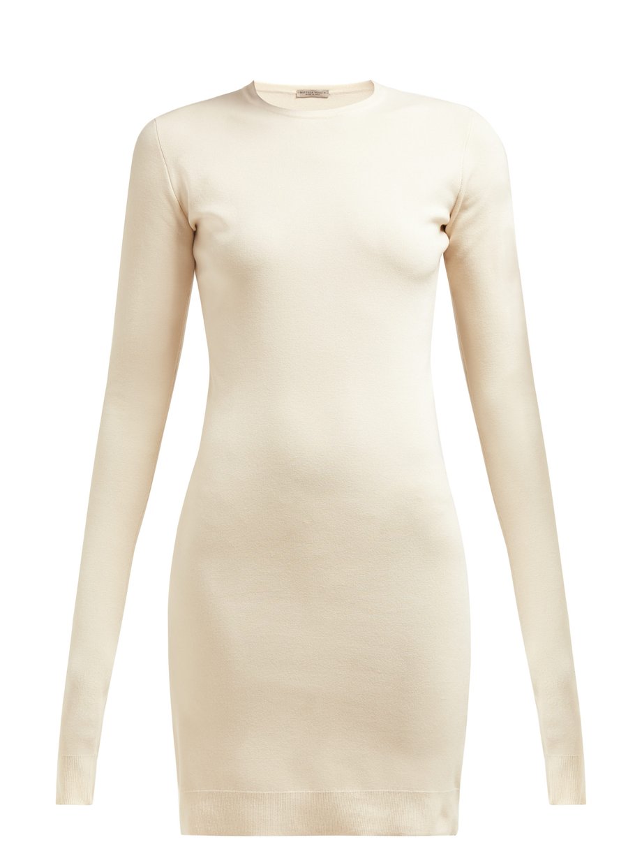 Neutral Intrecciato-tab cashmere-blend dress | Bottega Veneta ...