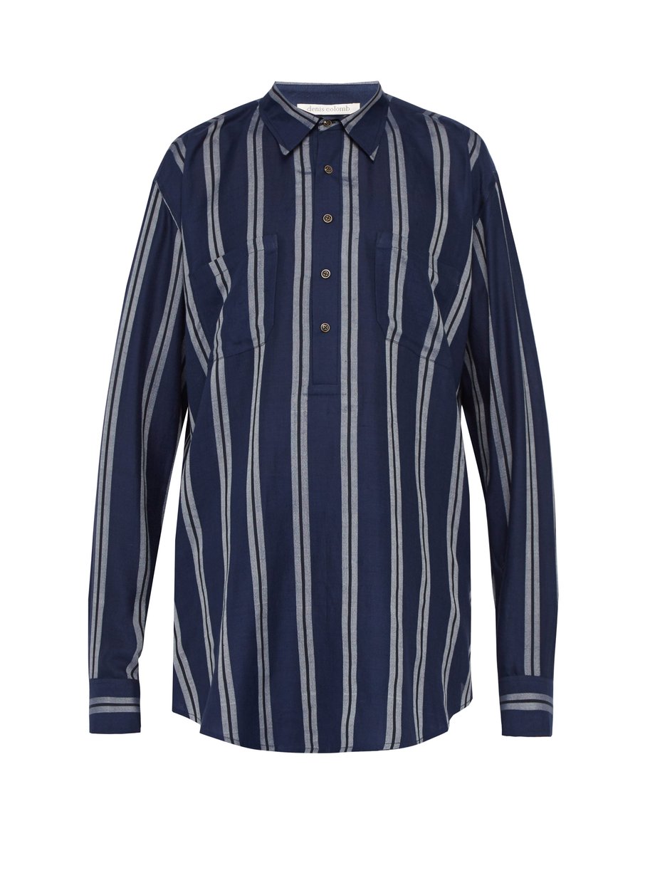 Navy Striped silk tunic shirt | Denis Colomb | MATCHESFASHION UK