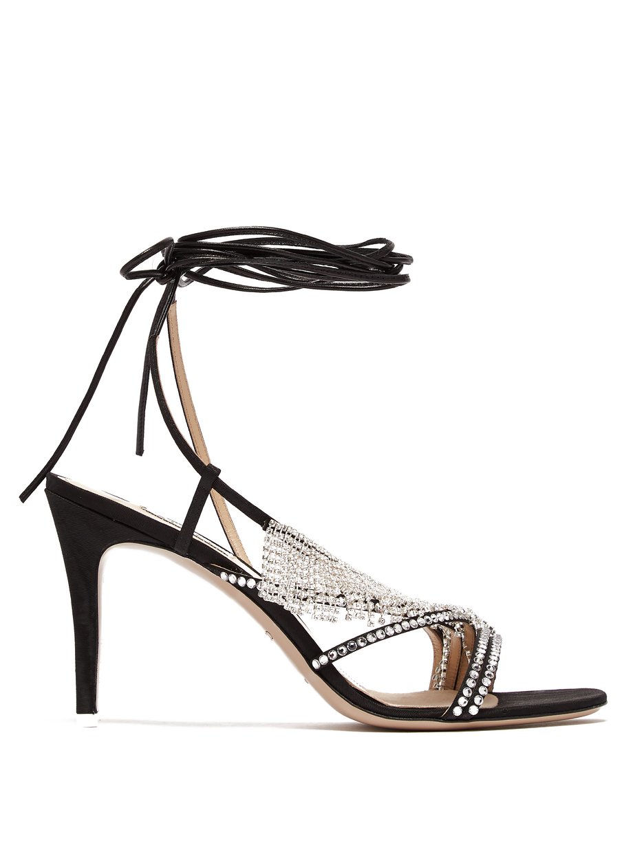 Black Baby crystal-embellished moiré stiletto sandals | The Attico ...