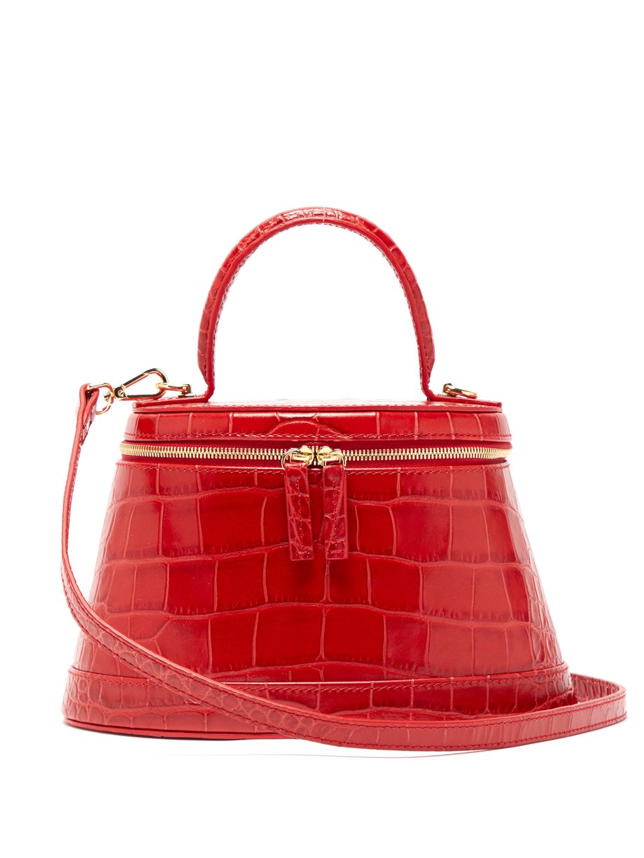 Red Annie crocodile-effect leather cross-body bag | BY FAR ...