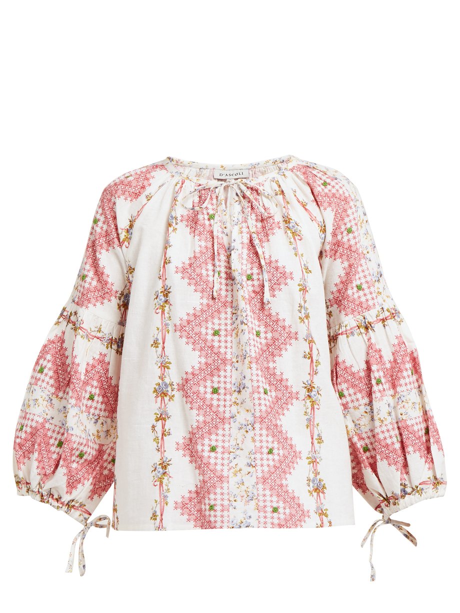 Red Tidewater floral-print cotton blouse | D'Ascoli | MATCHESFASHION US