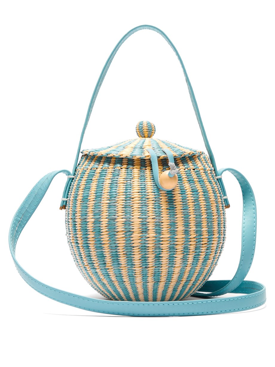 Blue Striped straw shoulder bag | Sensi Studio | MATCHESFASHION US