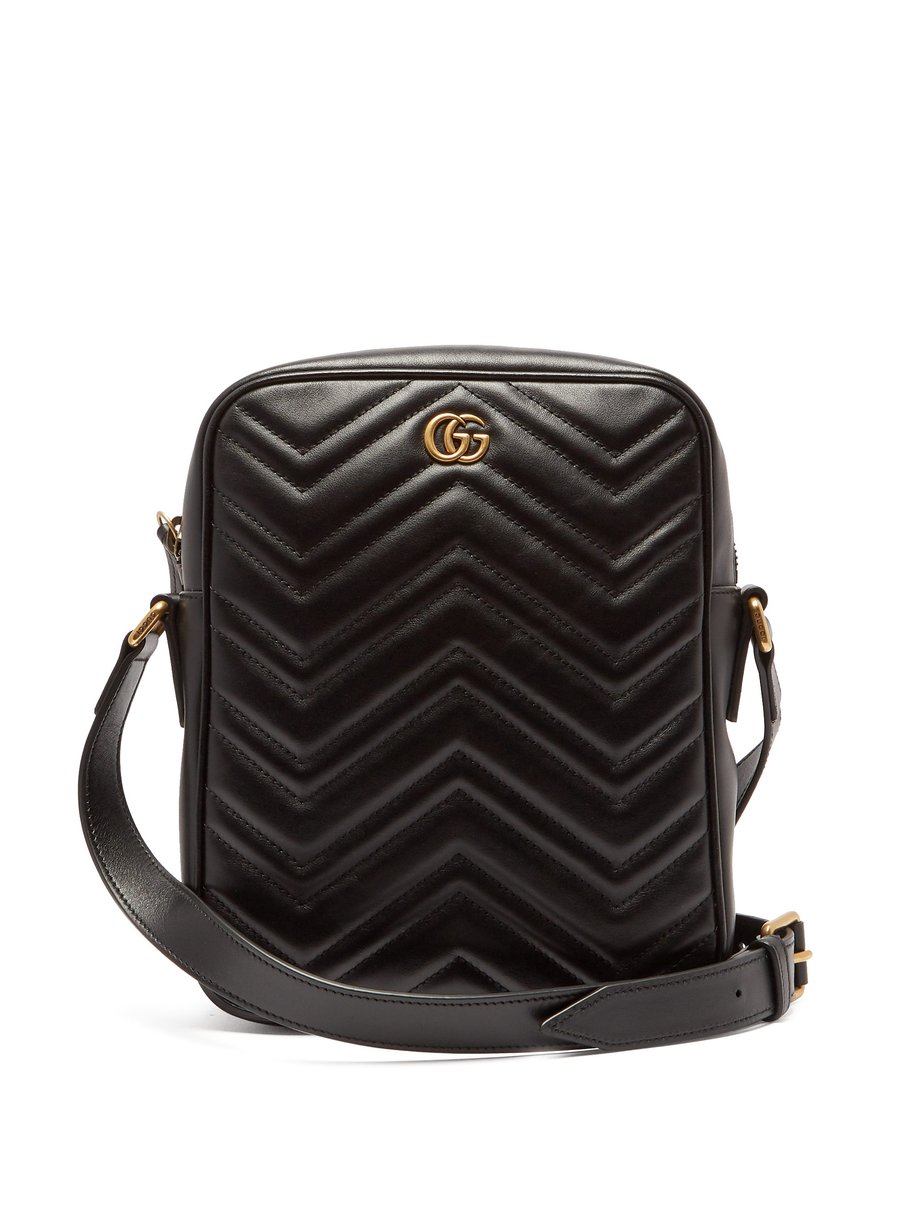 GG Marmont leather messenger bag Black 