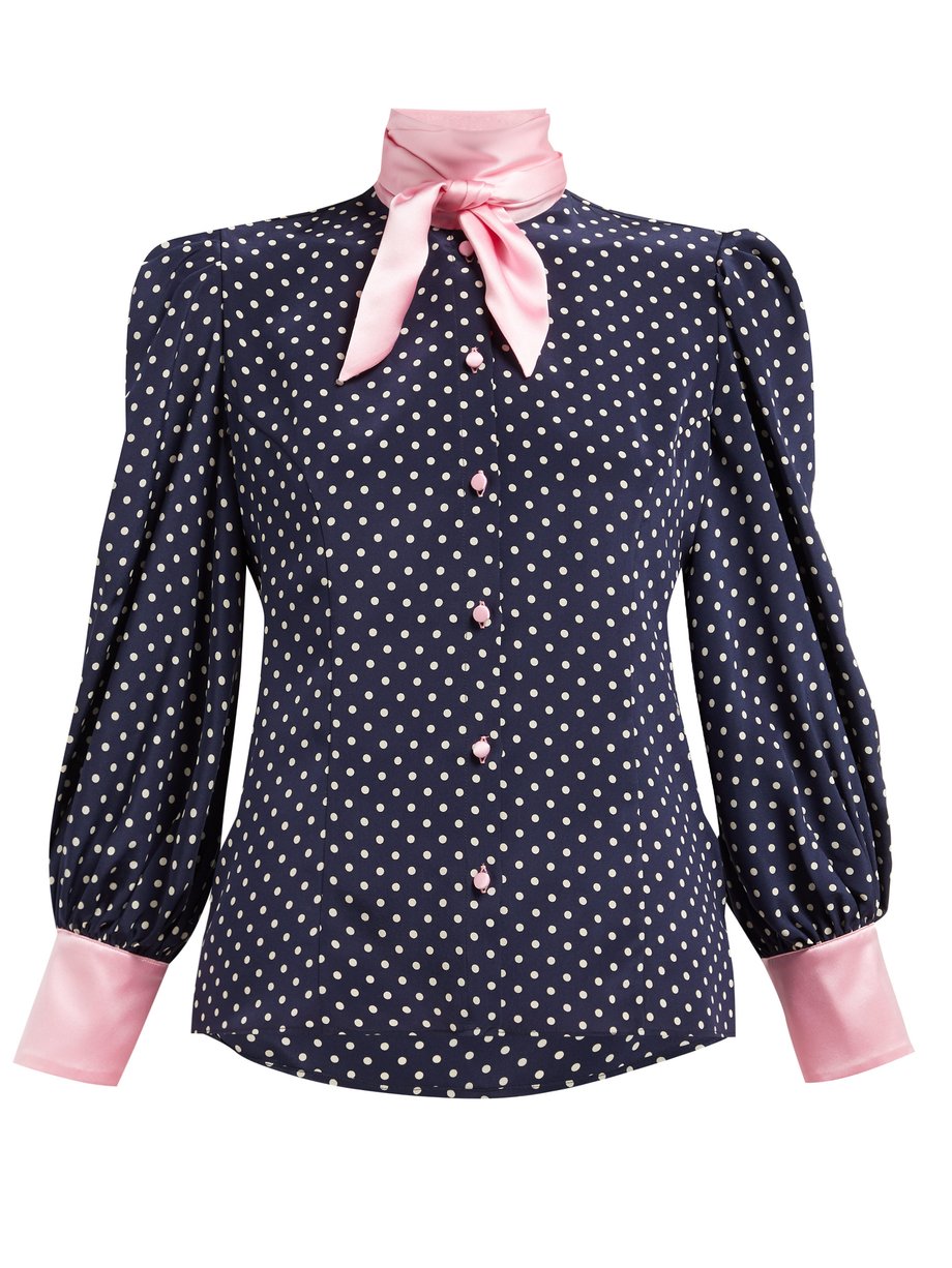 Edeltrud Hofmann Navy Nico polka-dot silk blouse | 매치스패션, 모던 럭셔리 온라인 쇼핑