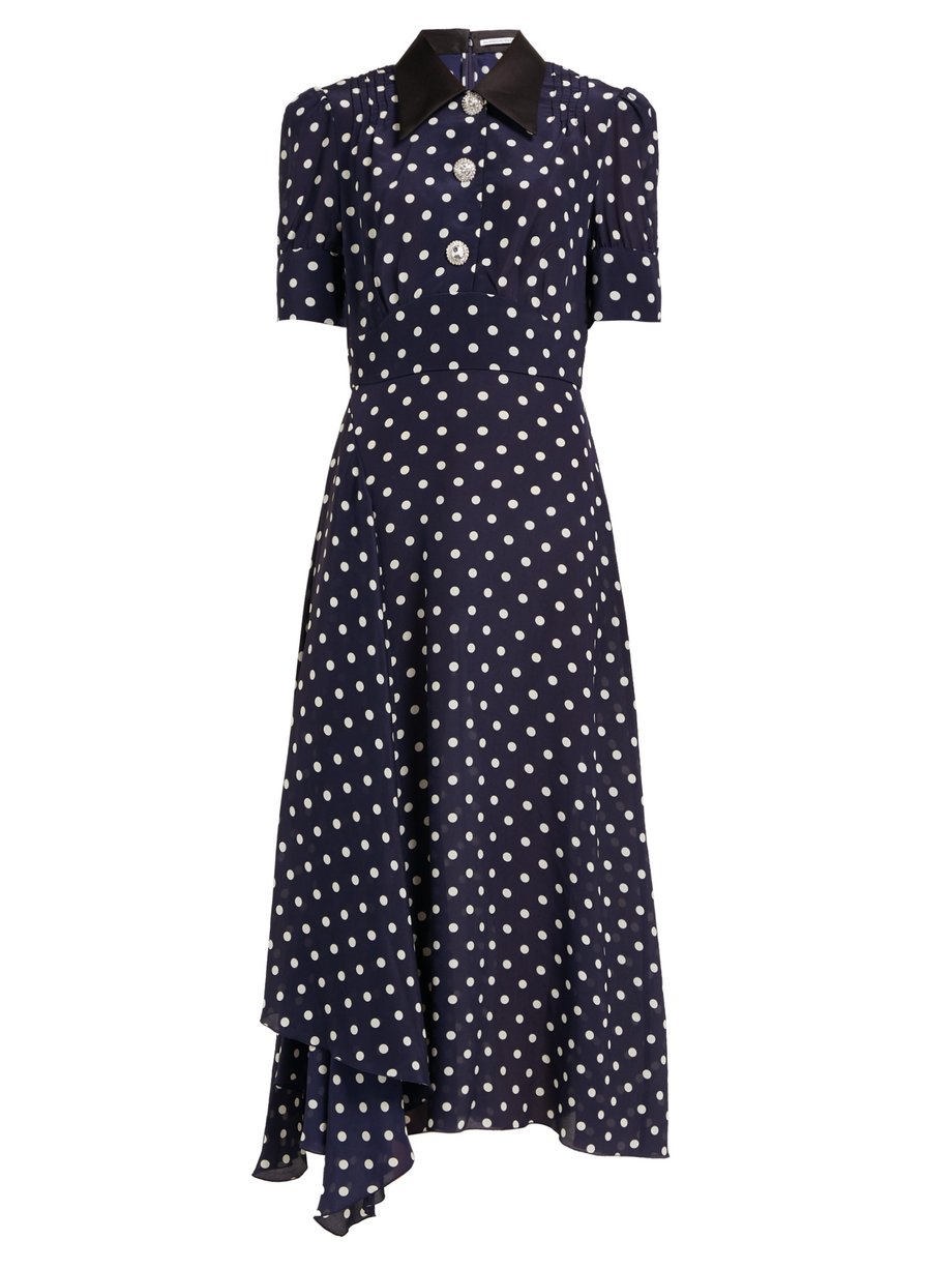 Navy Polka dot silk dress | Alessandra Rich | MATCHESFASHION US