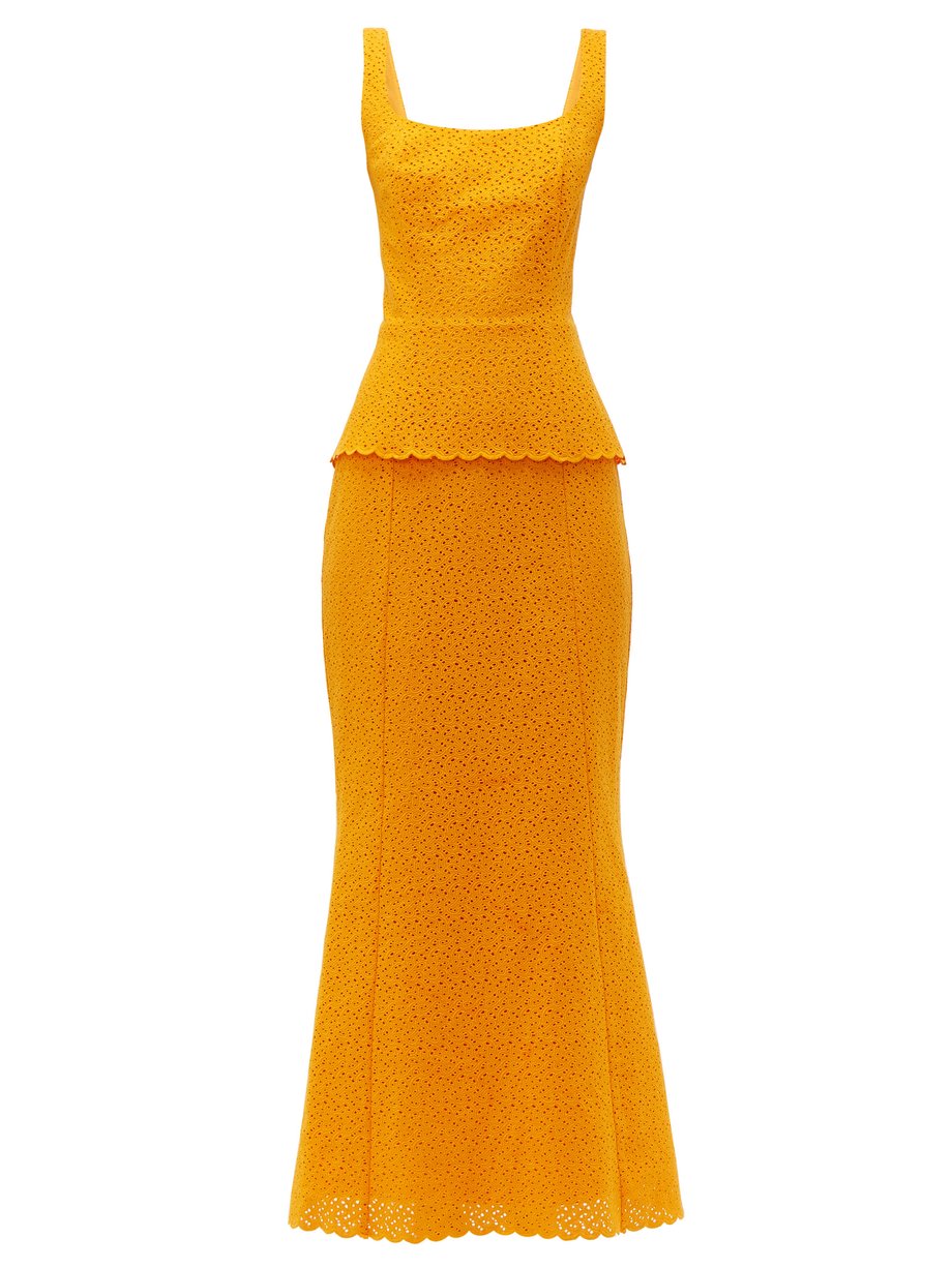 Orange Penelope broderie-anglaise cotton maxi dress | Rebecca de ...