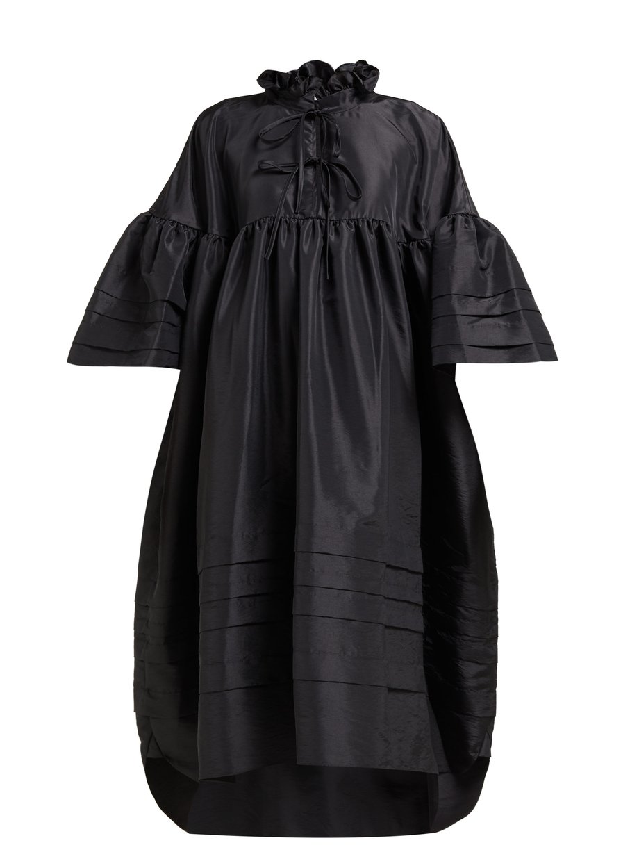 Black Mabel ruffle-neck pintuck-trim taffeta dress | Cecilie Bahnsen ...