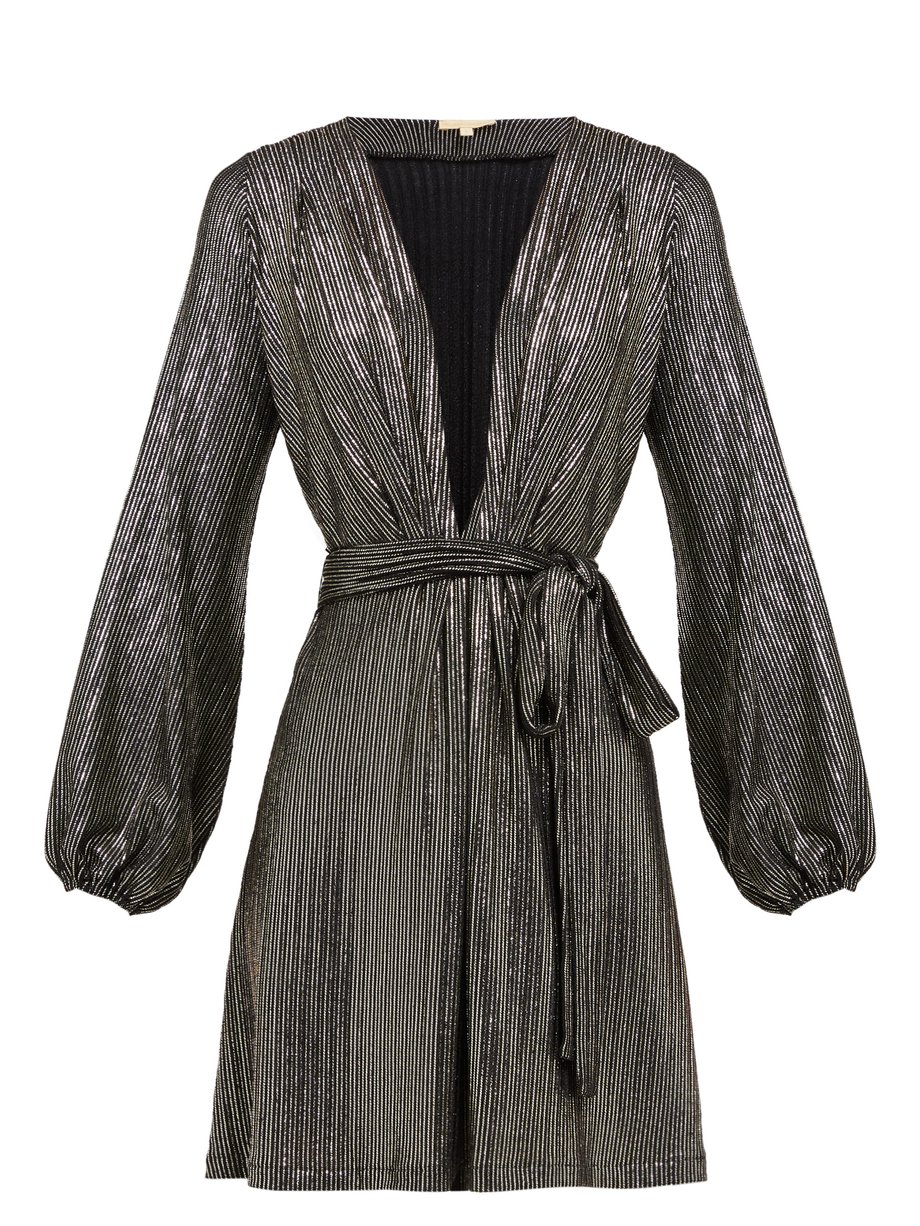 Black Banks metallic-striped mini dress | Melissa Odabash ...