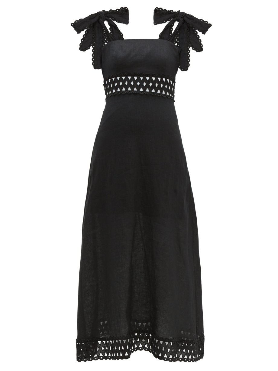 Black Verity tie-shoulder linen maxi dress | Zimmermann | MATCHESFASHION AU