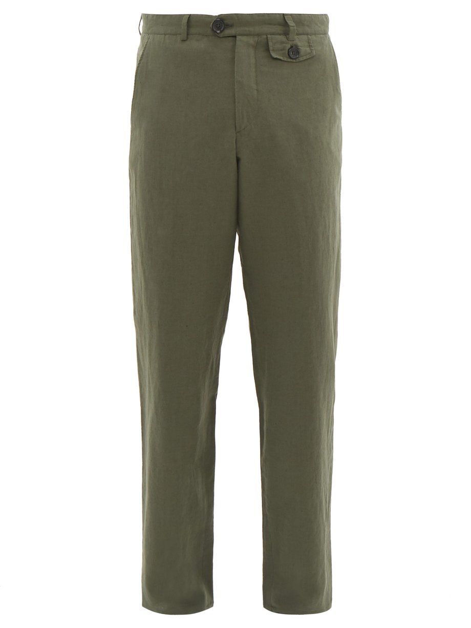Green Fishtail linen-blend trousers | Oliver Spencer | MATCHESFASHION US