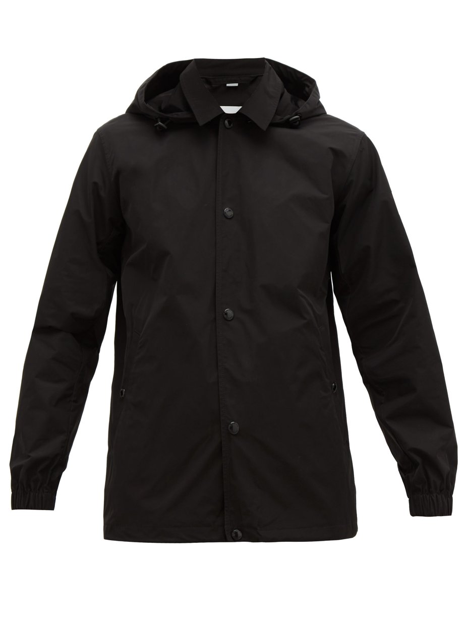 Burberry Black Rubberised logo-plaque hooded windbreaker jacket | 매치스패션 ...