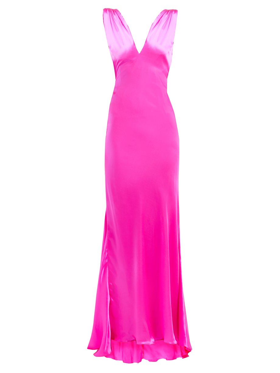 Pink Derya fluted-hem silk-satin maxi dress | Maria Lucia Hohan ...