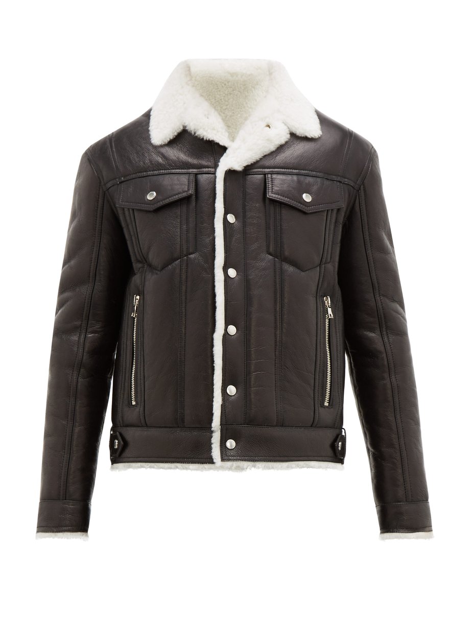 lokalisere Stillehavsøer Forgænger Black Shearling-lined leather flight jacket | Balmain | MATCHESFASHION UK