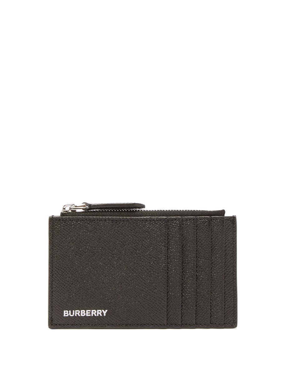 Black Alwyn grained-leather zipped cardholder | Burberry ...