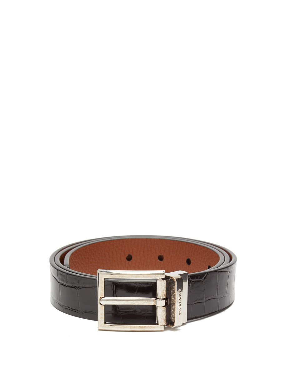 Black Reversible crocodile-effect leather belt | Givenchy ...