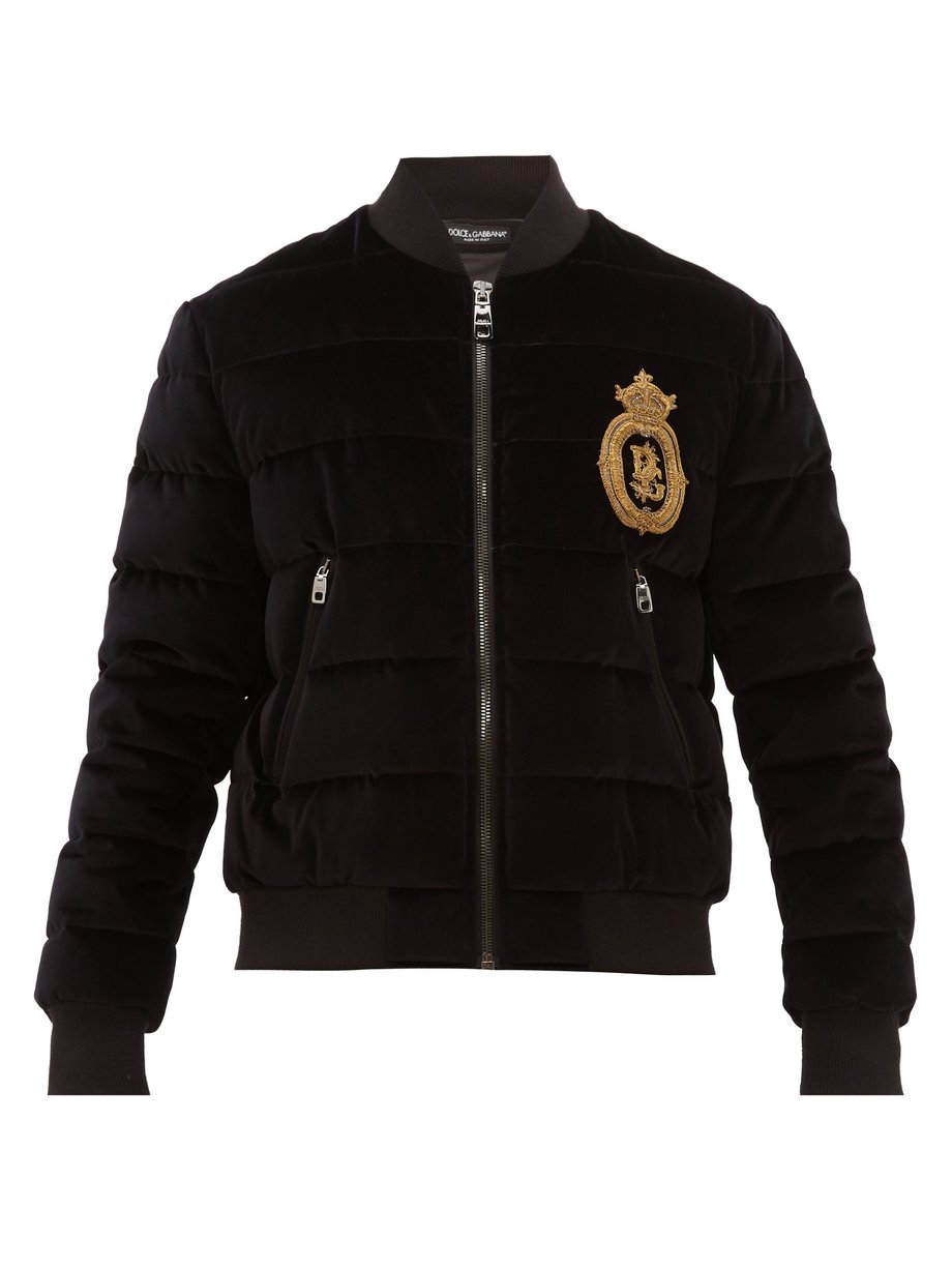 DG-beaded cotton-velvet jacket Black 