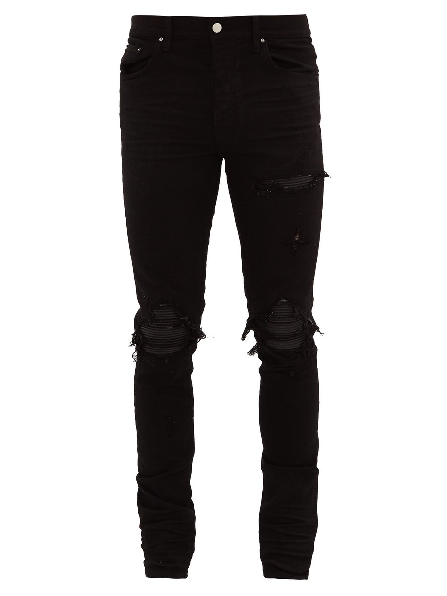 MX1 leather-insert distressed jeans Black Amiri | MATCHESFASHION FR