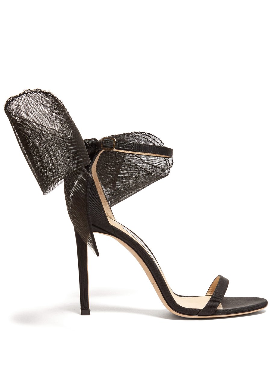 Black Aveline 100 bow-embellished grosgrain sandals | Jimmy Choo ...