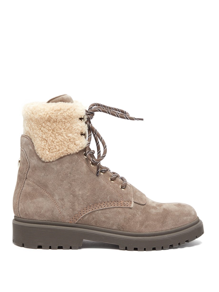 Grey Patty shearling-lined suede hiking 