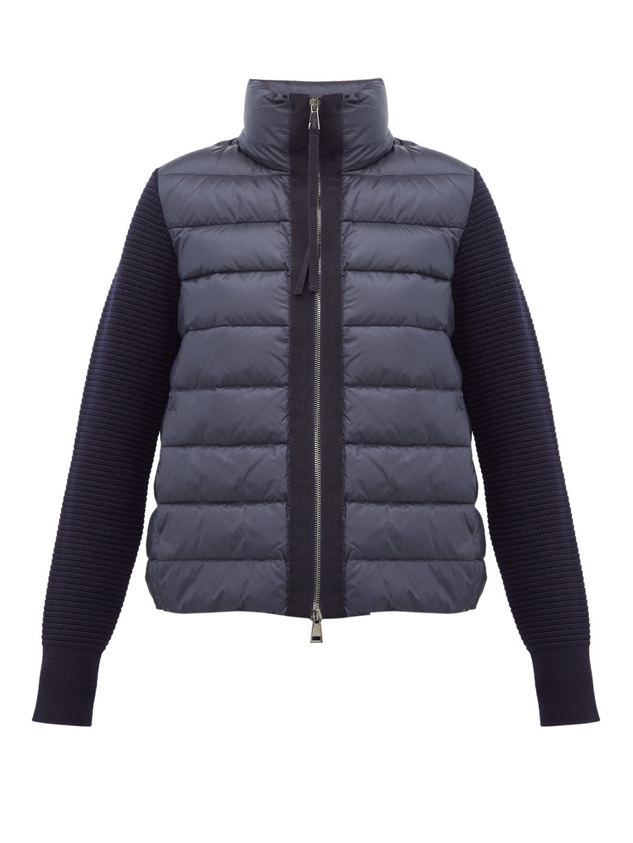 Navy Knitted-sleeve quilted-down jacket | Moncler | MATCHESFASHION UK