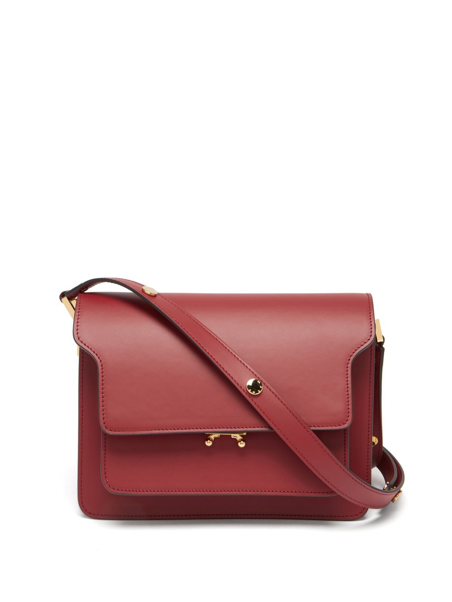 Trunk medium leather shoulder bag Burgundy Marni | MATCHESFASHION FR