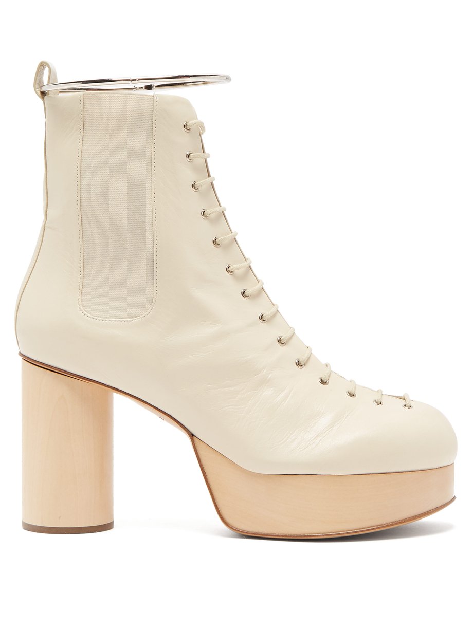 Ankle-bracelet leather platform boots White Jil Sander | MATCHESFASHION FR