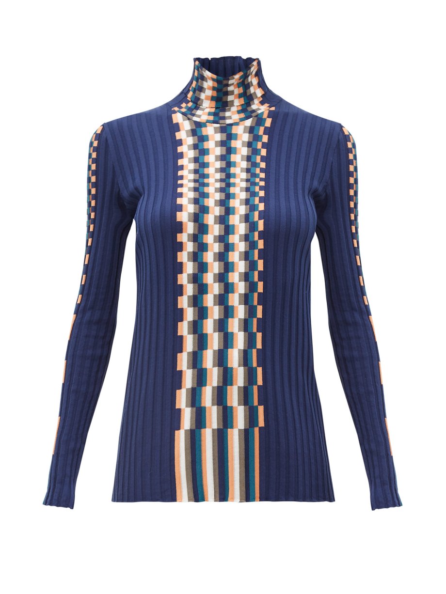 Blue Graphic jacquardknit cotton sweater Loewe MATCHESFASHION US