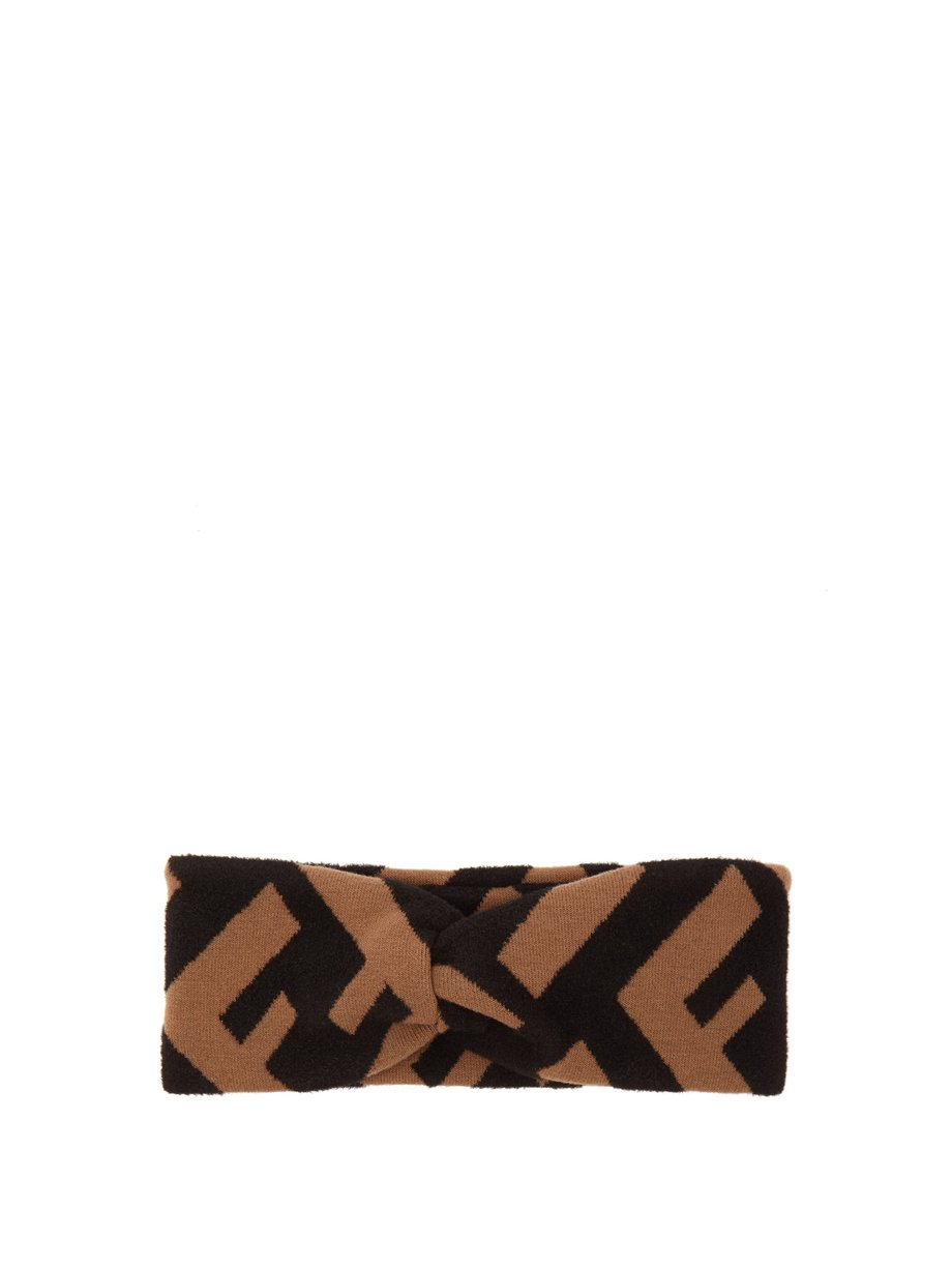 FF-logo jacquard-knit headband Brown 