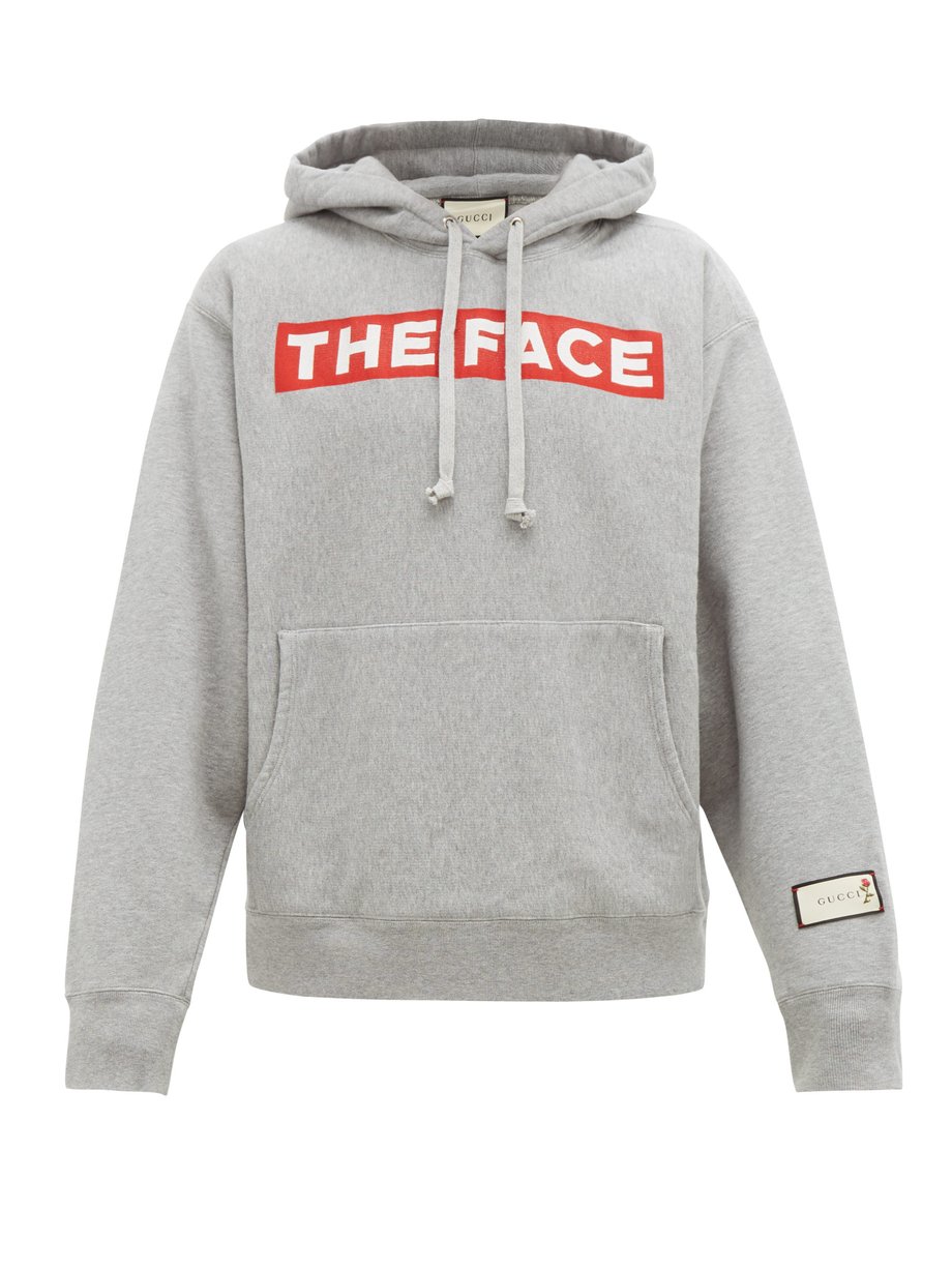 Gucci Gucci The Face-print cotton hooded sweatshirt Grey｜MATCHESFASHION ...
