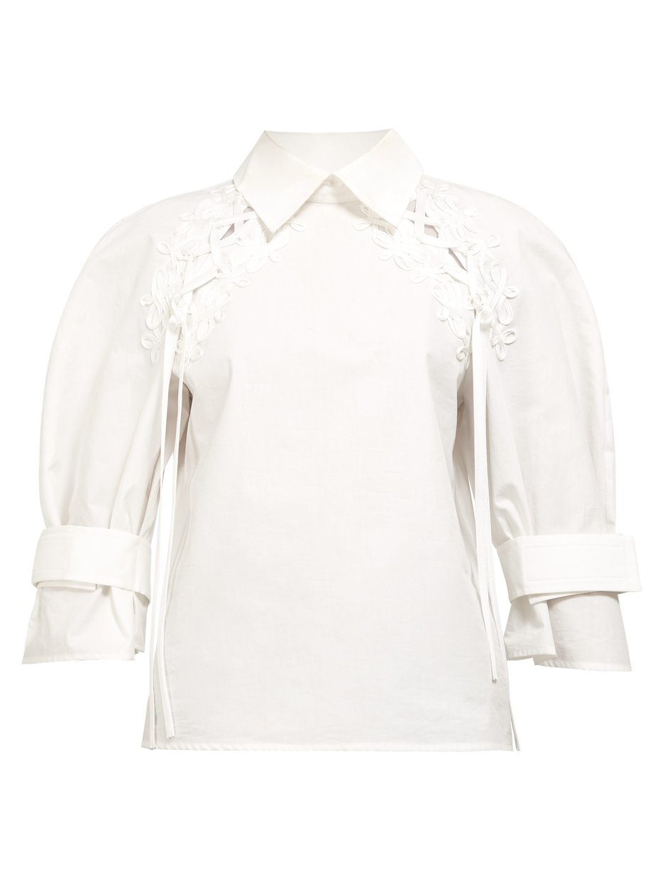 White Lace belted-sleeve cotton-poplin shirt | Fendi | MATCHESFASHION UK
