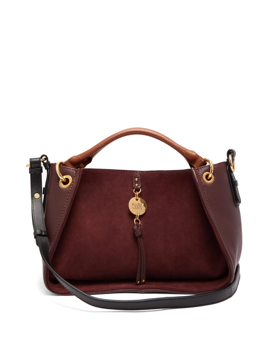 Burgundy Luce suede and leather shoulder bag | See By Chloé ...