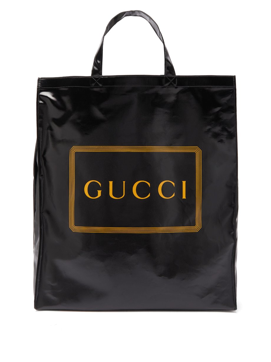 Logo-print coated-canvas tote bag Black 