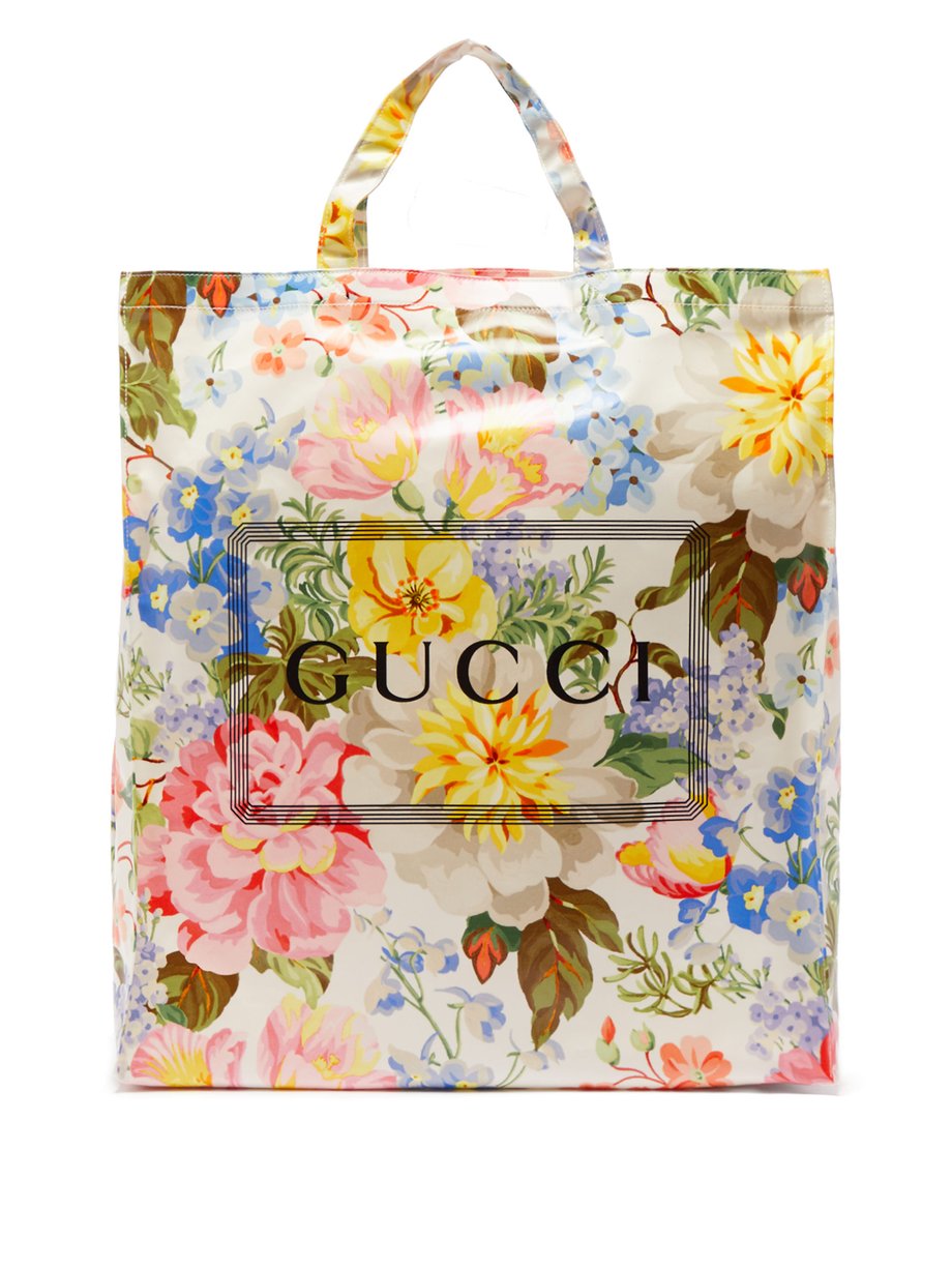 Cabas floral-print coated canvas tote 