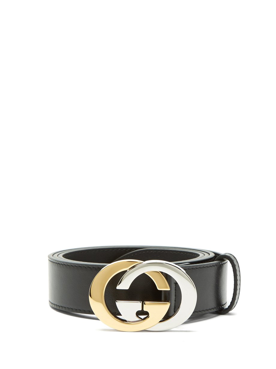 leather belt with gg buckle