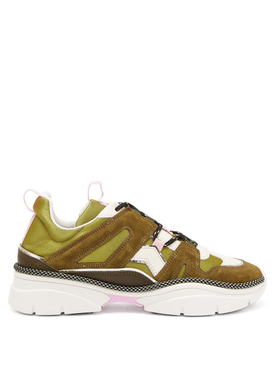 Green Kindsay suede and canvas panelled trainers | Isabel Marant ...