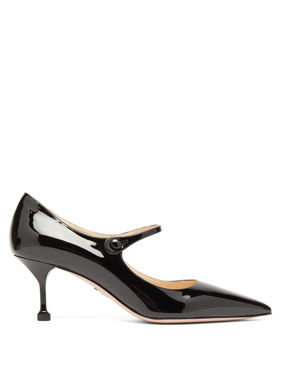 Point-toe patent-leather Mary-Jane 