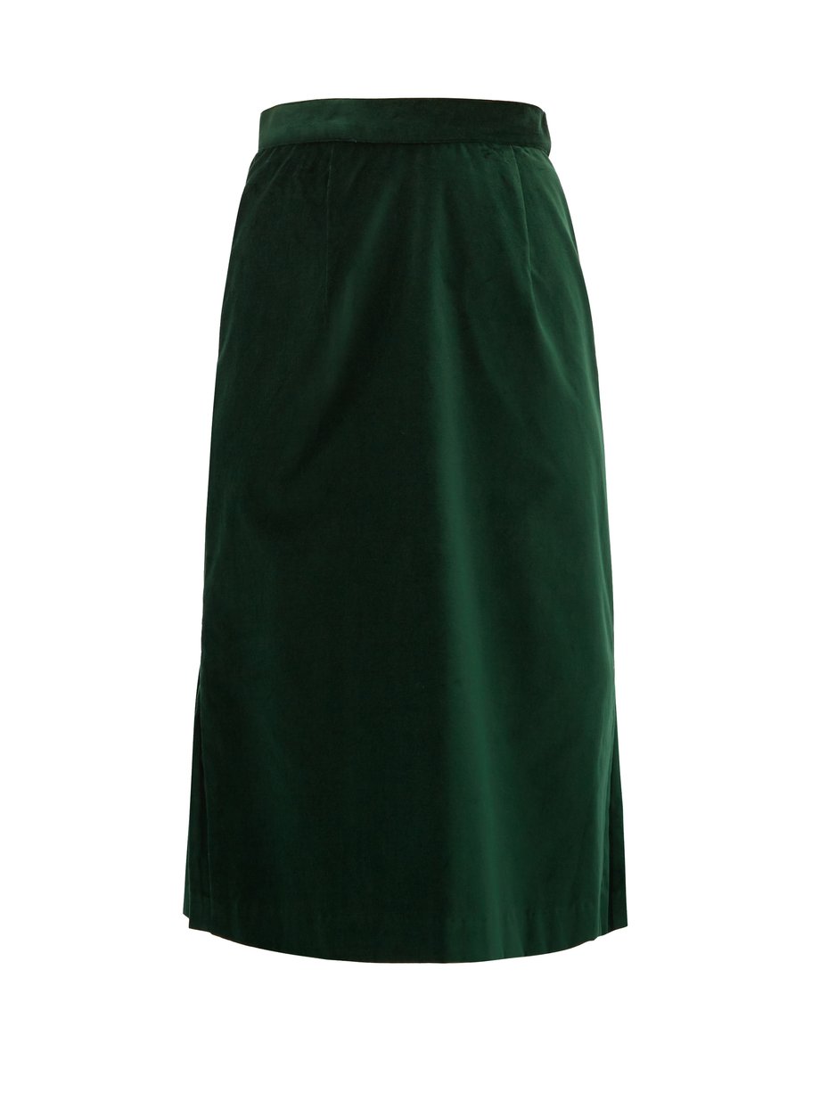 Green High-rise pleated velvet skirt | Batsheva | MATCHESFASHION UK