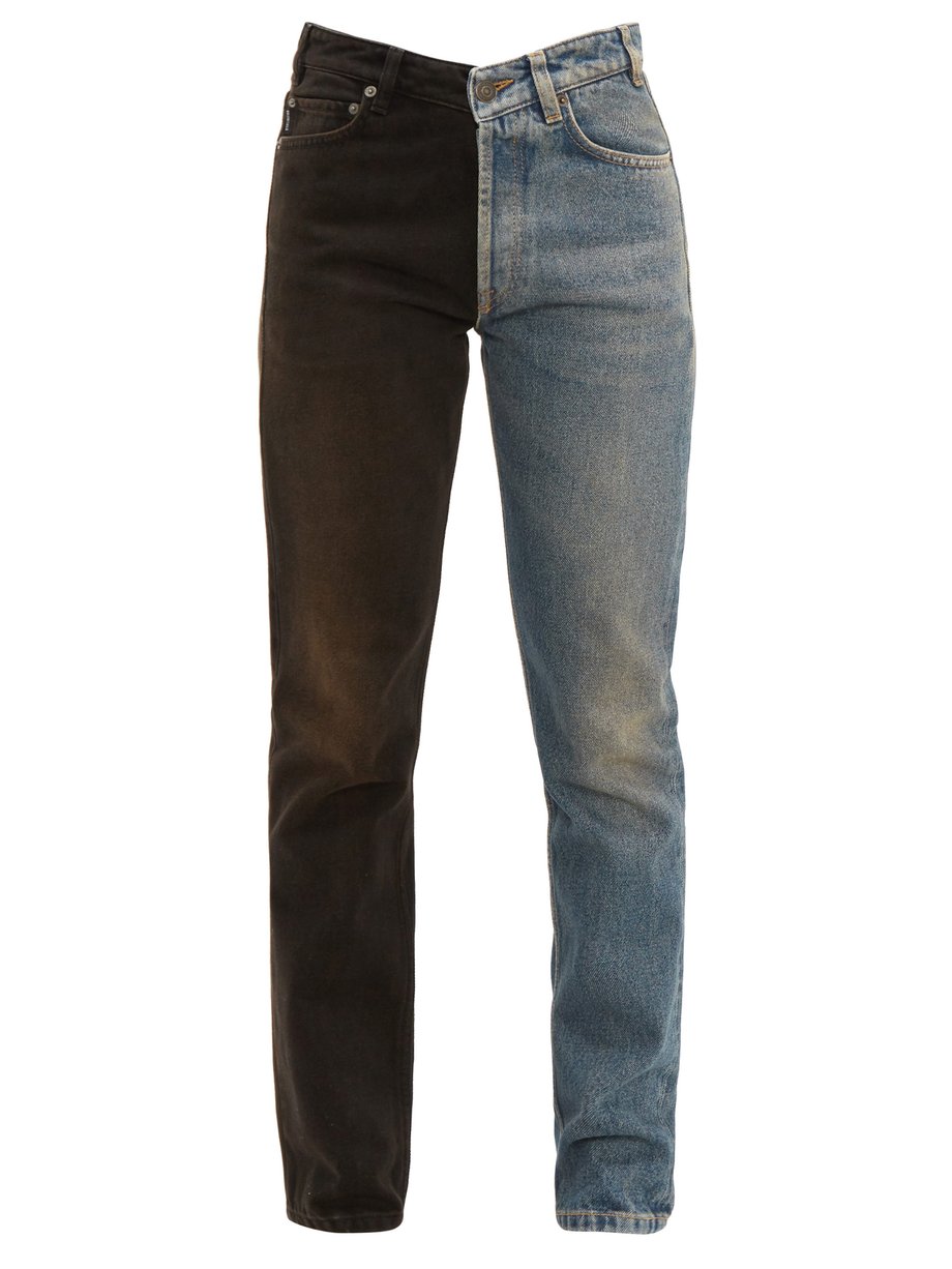 Blue V-waist two-tone straight-leg jeans Balenciaga | MATCHESFASHION US