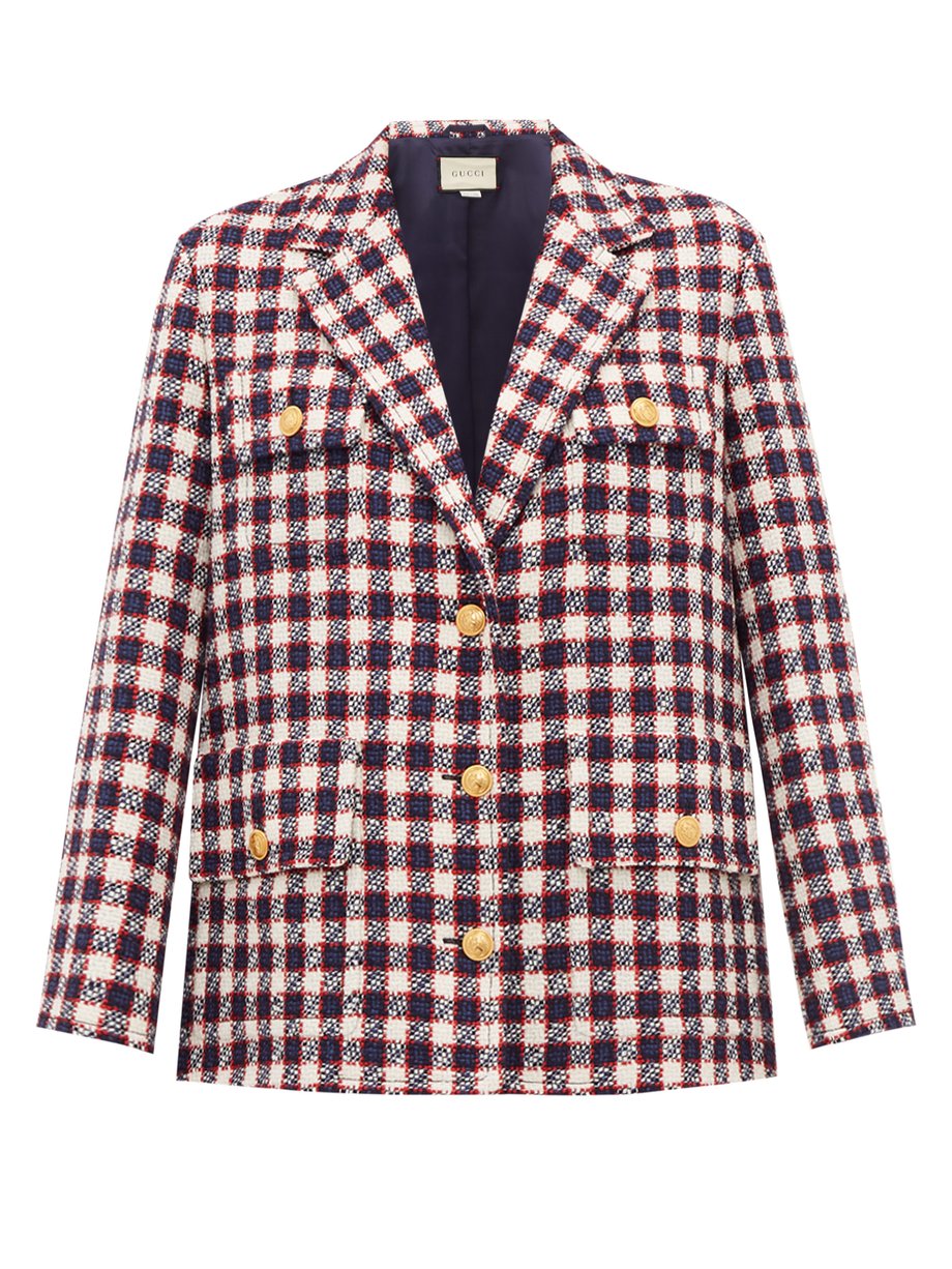 Navy Checked wool-tweed jacket | Gucci | MATCHESFASHION AU