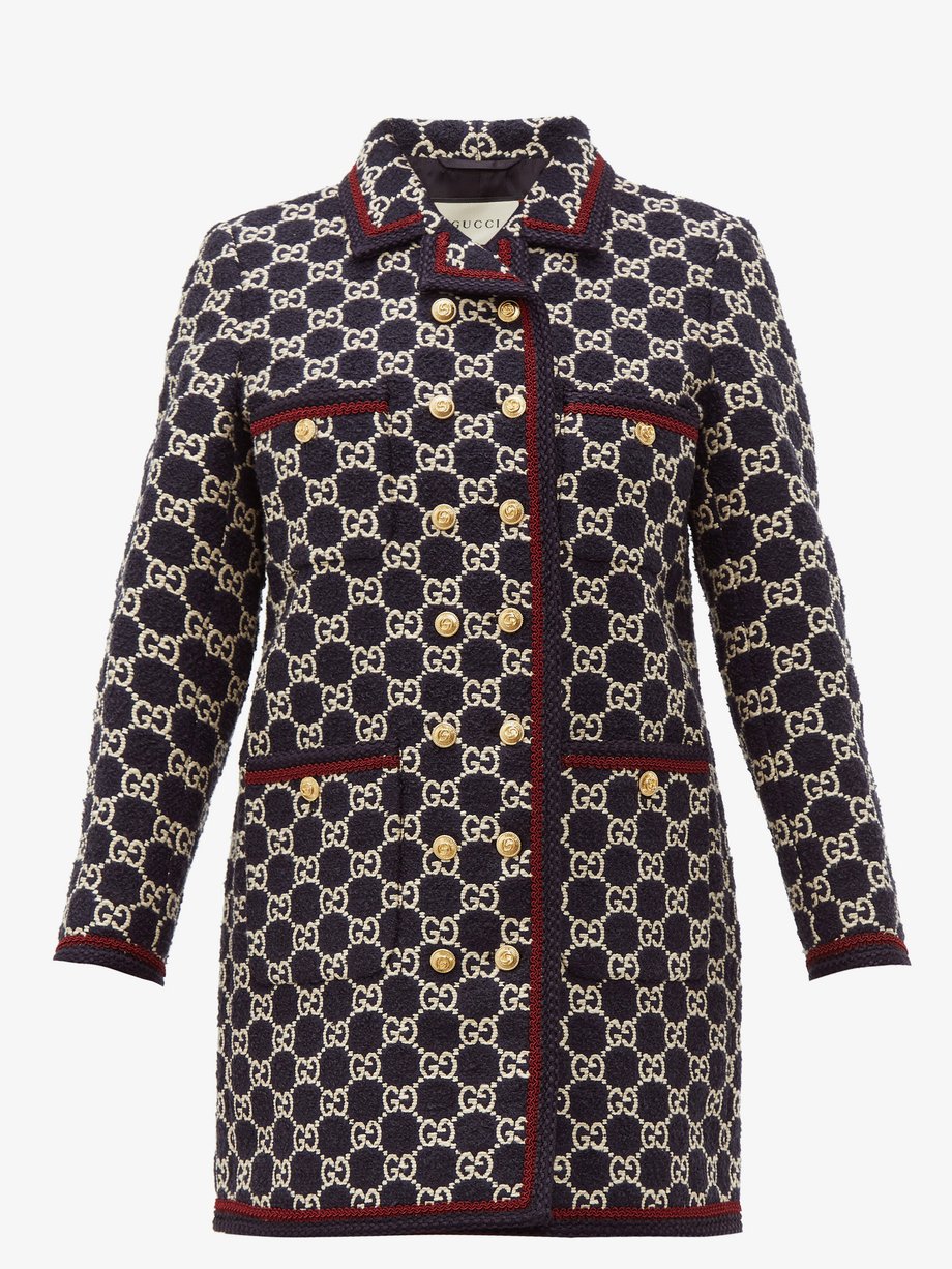 Print GG-jacquard tweed single-breasted coat | Gucci | MATCHESFASHION UK